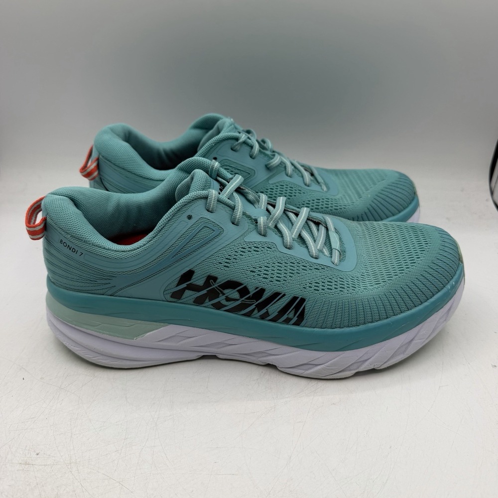 Hoka One One Bondi 7 Running Shoes Womens Sz 11 Aquarelle Eggshell Blue Sneakers